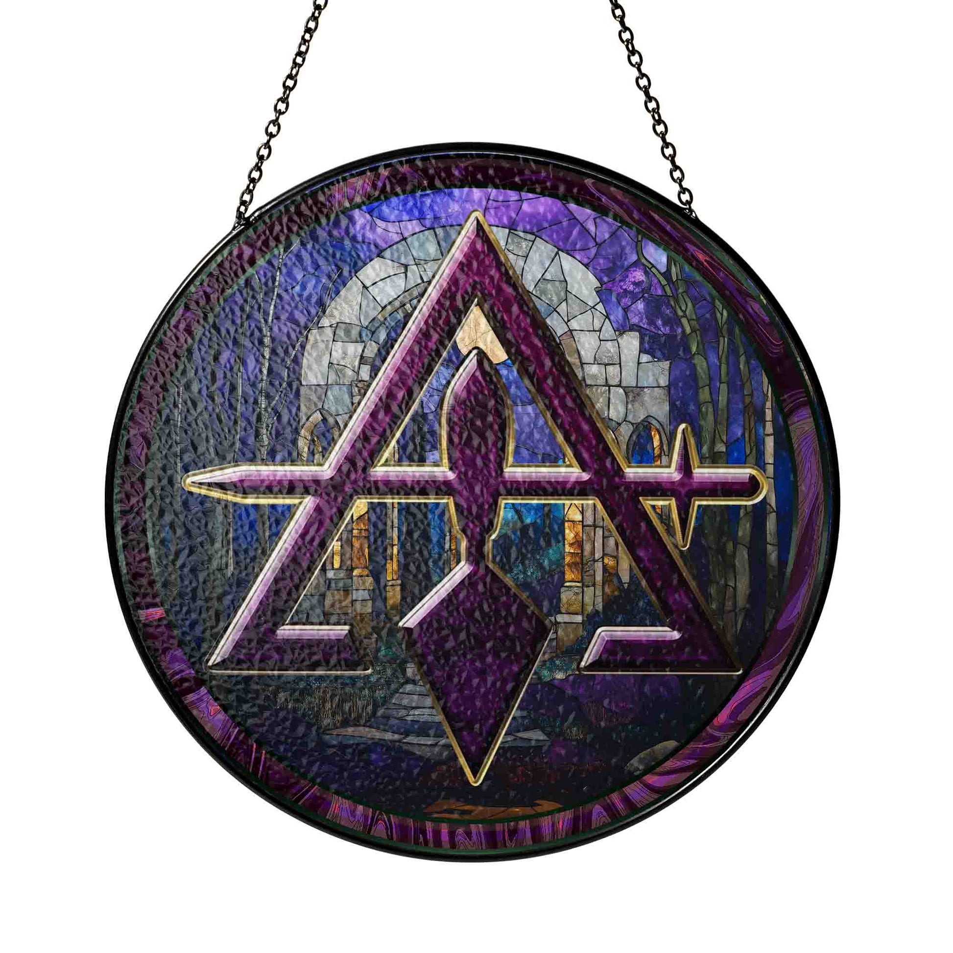 Night Archway Cryptic Council Symbol Purple Stained Glass Suncatcher