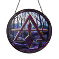 Quiet Forest Cryptic Council Symbol Purple Masonic Glass Art