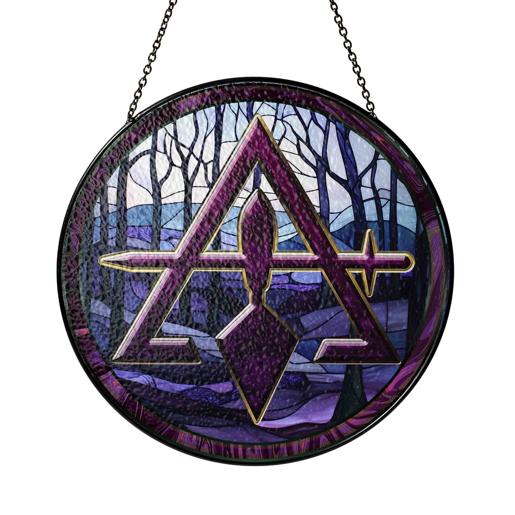 Quiet Forest Cryptic Council Symbol Purple Masonic Glass Art
