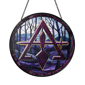 Quiet Forest Cryptic Council Symbol Purple Masonic Glass Art