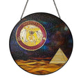 Shriners Emblem Moon Desert Pyramid Sand Blue Glass Suncatcher