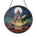 Cryptic Council Night Stone Tablet Colorful Masonic Suncatcher