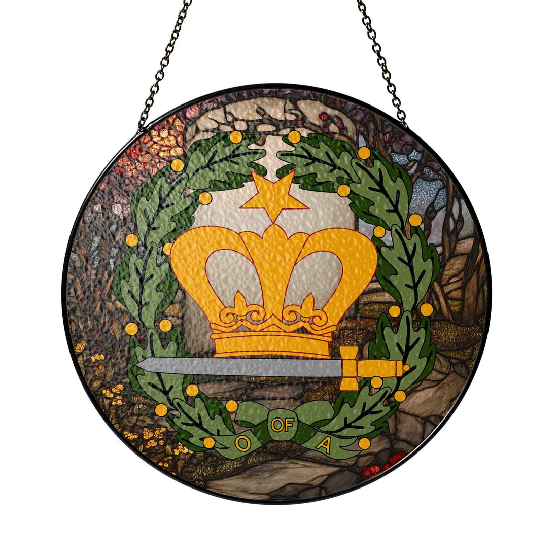Royal Gravestone Amaranth Symbol Colorful Masonic Court Suncatcher