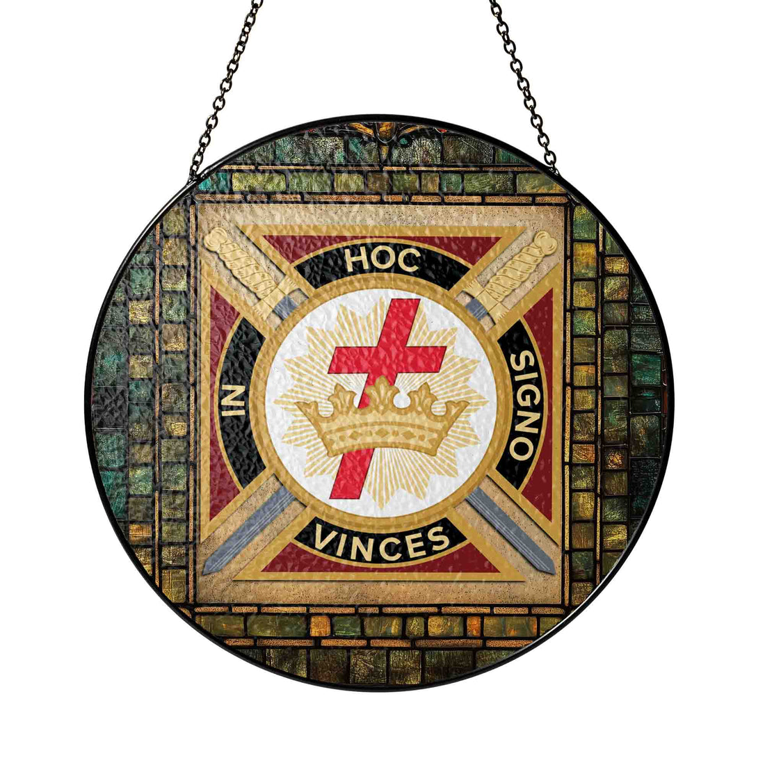 Knights Templar Wall Tablet Crest Moss Stained Glass Suncatcher