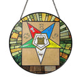 Freemason Wall Tablet OES Symbol Beige Green Glass Suncatcher