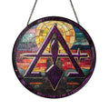 Cryptic Council Sunset Monument Colorful Masonic Glass Suncatcher