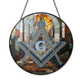 Freemasonry Blue Lodge Upward Stairways Colorful Masonic Glass Suncatcher