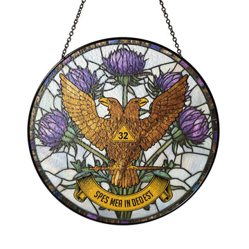 Thistle Wings Up Scottish Rite 32nd Masonic Glass Suncatcher