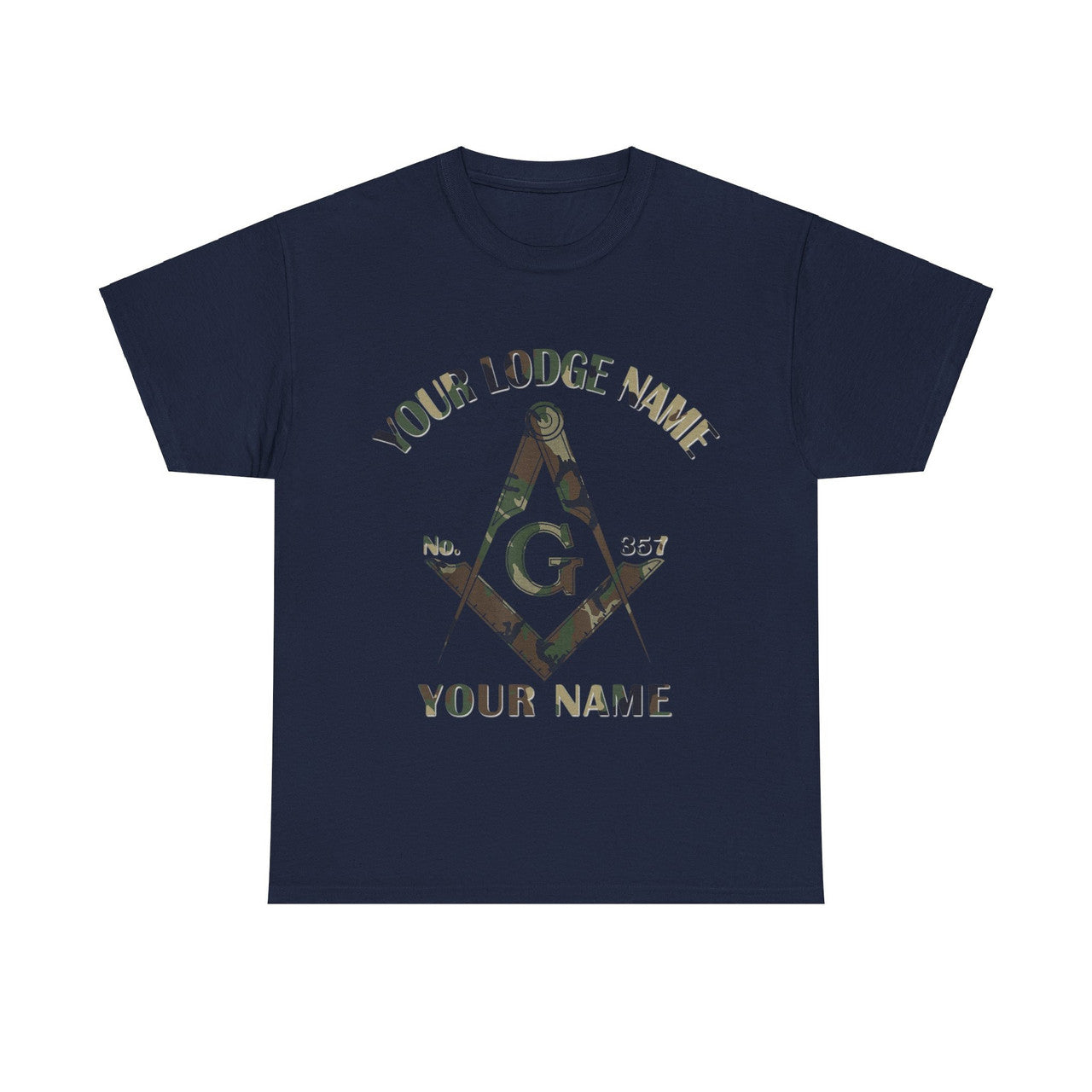 Custom Name Lodge Number Masonic Camo Square and Compass, Freemason Unisex T-Shirt S-5XL - FUKAMASONIC