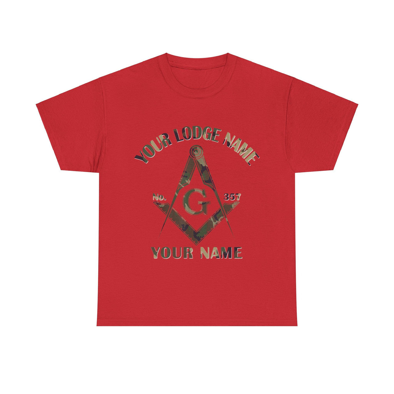 Custom Name Lodge Number Masonic Camo Square and Compass, Freemason Unisex T-Shirt S-5XL - FUKAMASONIC