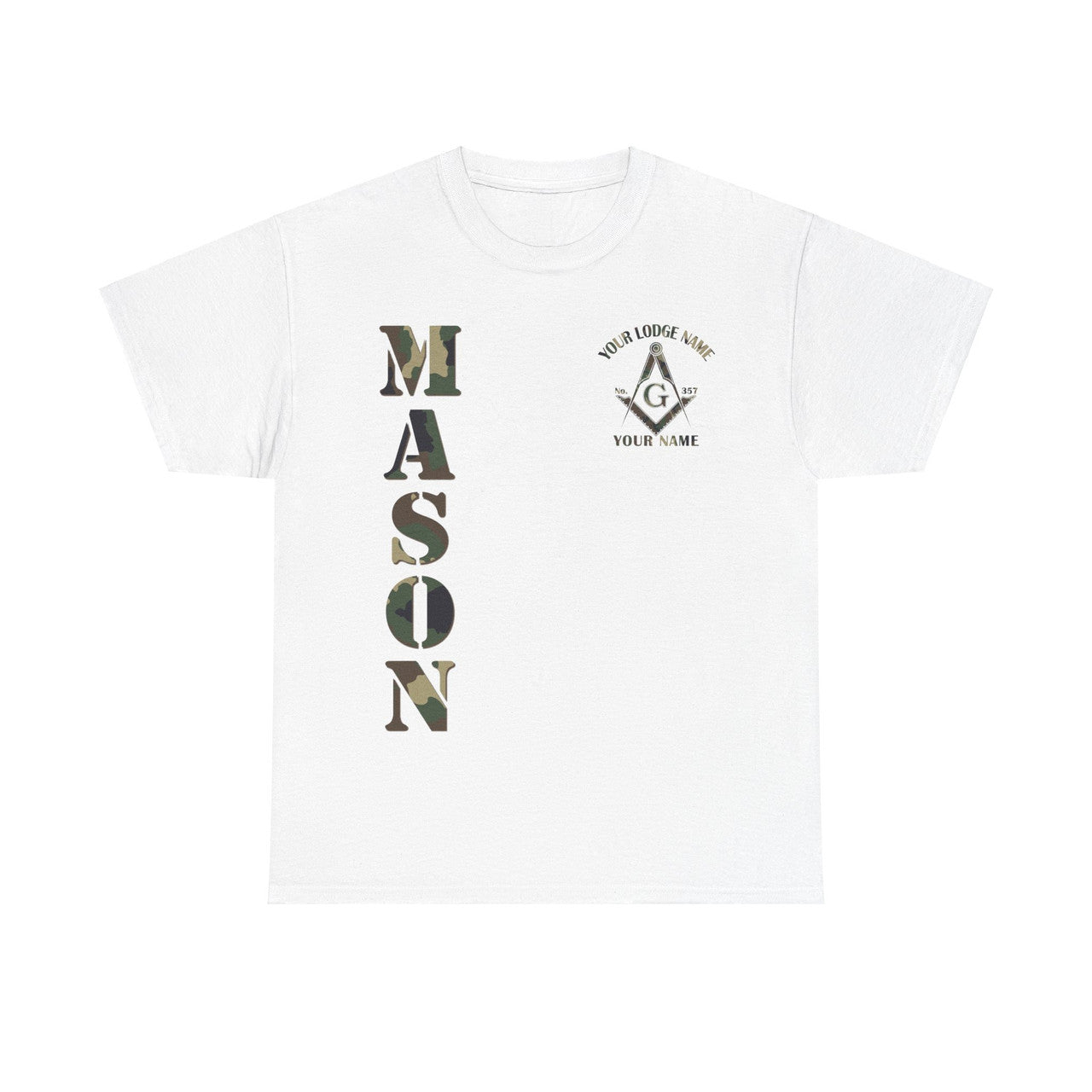 Custom Camo Masonic Square and Compass, Freemasonary Unisex T-Shirt S-5XL - FUKAMASONIC
