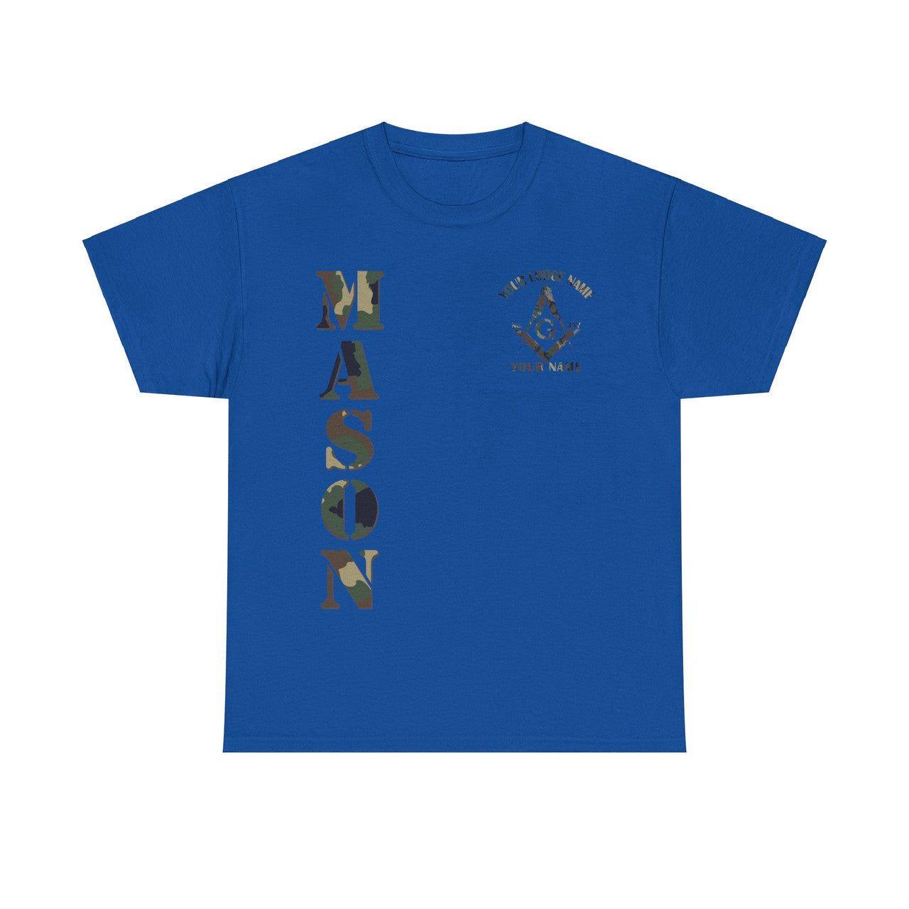Custom Camo Masonic Square and Compass, Freemasonary Unisex T-Shirt S-5XL - FUKAMASONIC