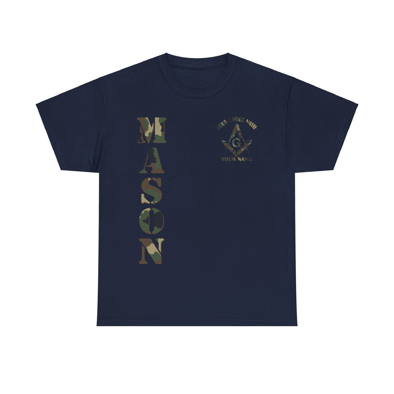 Custom Camo Masonic Square and Compass, Freemasonary Unisex T-Shirt S-5XL - FUKAMASONIC