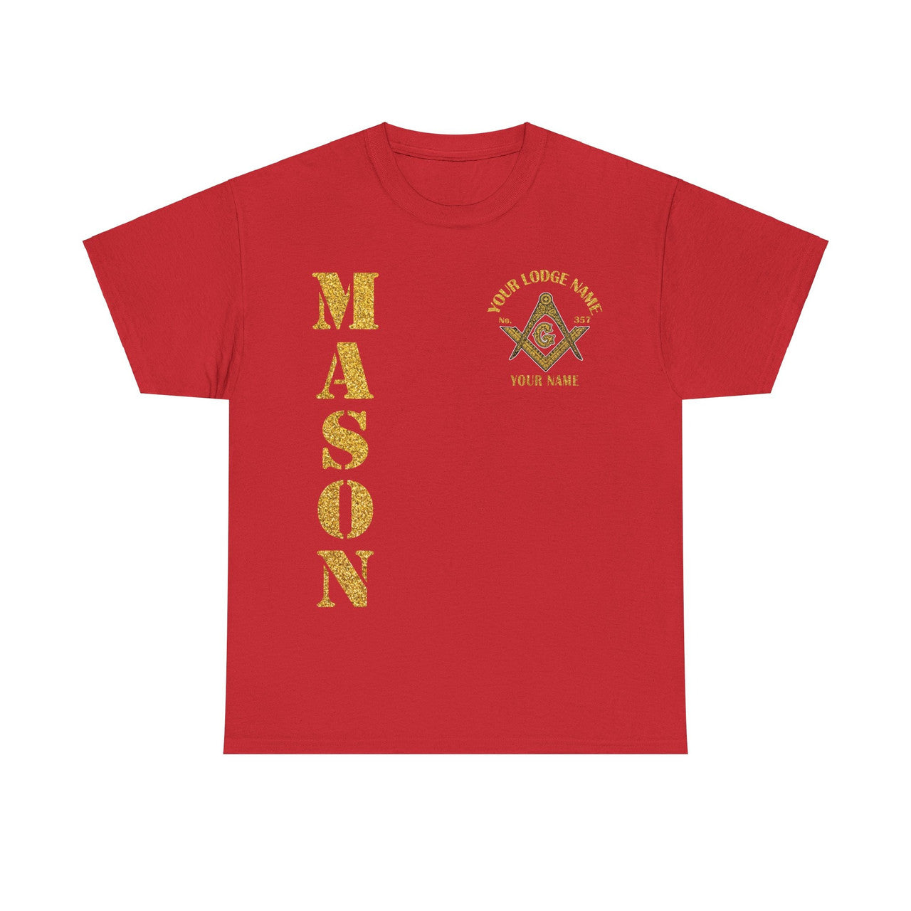 Custom Golden Masonic Square and Compass, Freemasonary Unisex T-Shirt S-5XL - FUKAMASONIC