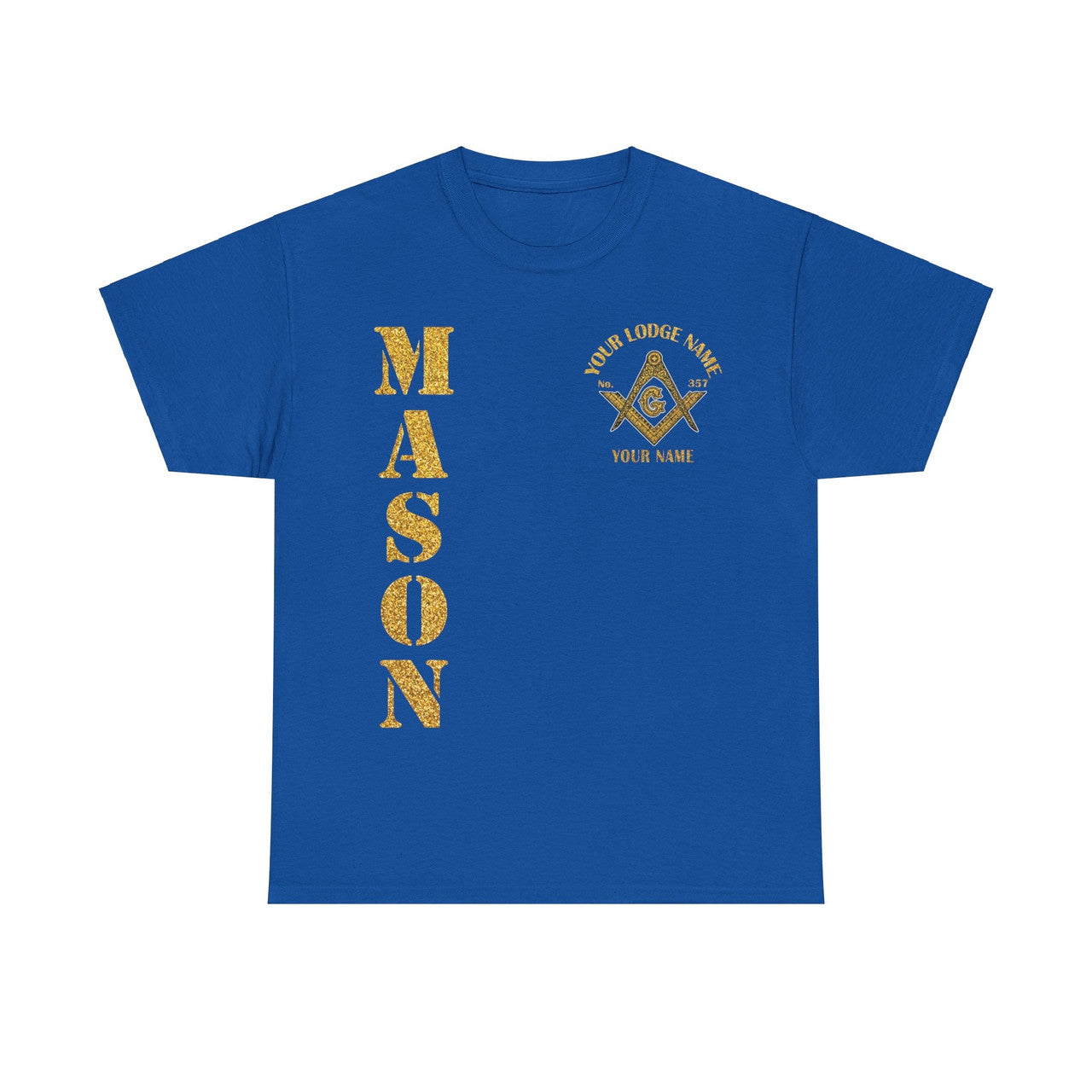 Custom Golden Masonic Square and Compass, Freemasonary Unisex T-Shirt S-5XL - FUKAMASONIC