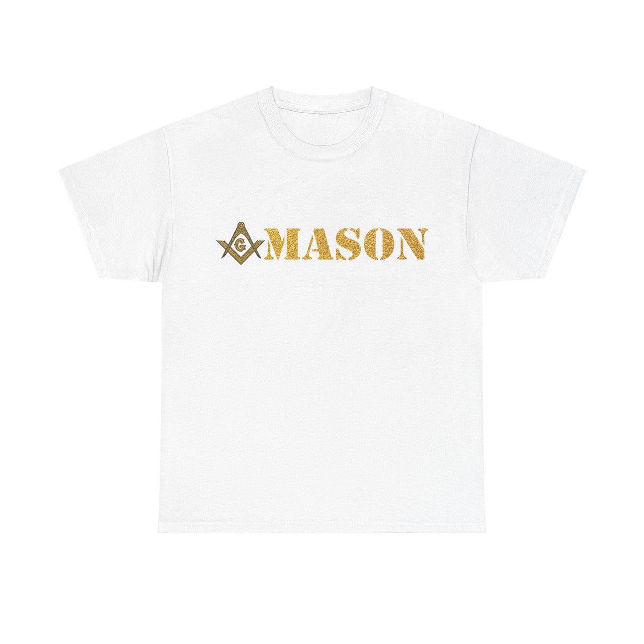 Golden Masonic Square and Compass, Freemasonary Unisex T-Shirt S-5XL - FUKAMASONIC