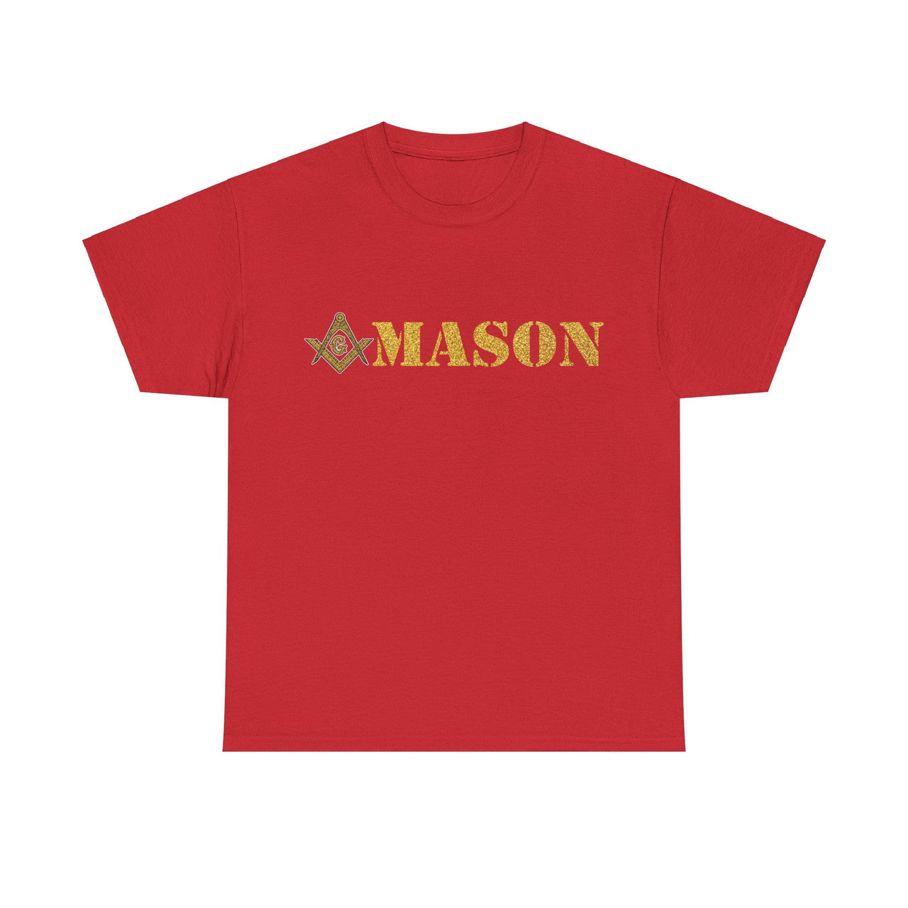 Golden Masonic Square and Compass, Freemasonary Unisex T-Shirt S-5XL - FUKAMASONIC
