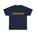 Golden Masonic Square and Compass, Freemasonary Unisex T-Shirt S-5XL - FUKAMASONIC