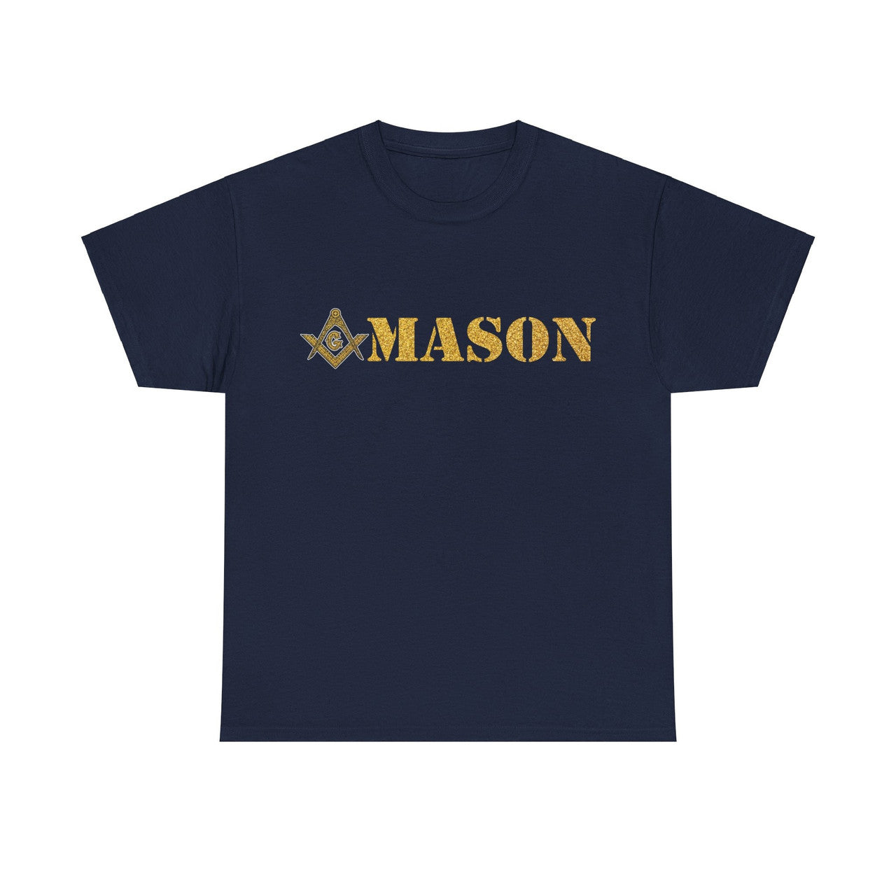 Golden Masonic Square and Compass, Freemasonary Unisex T-Shirt S-5XL - FUKAMASONIC