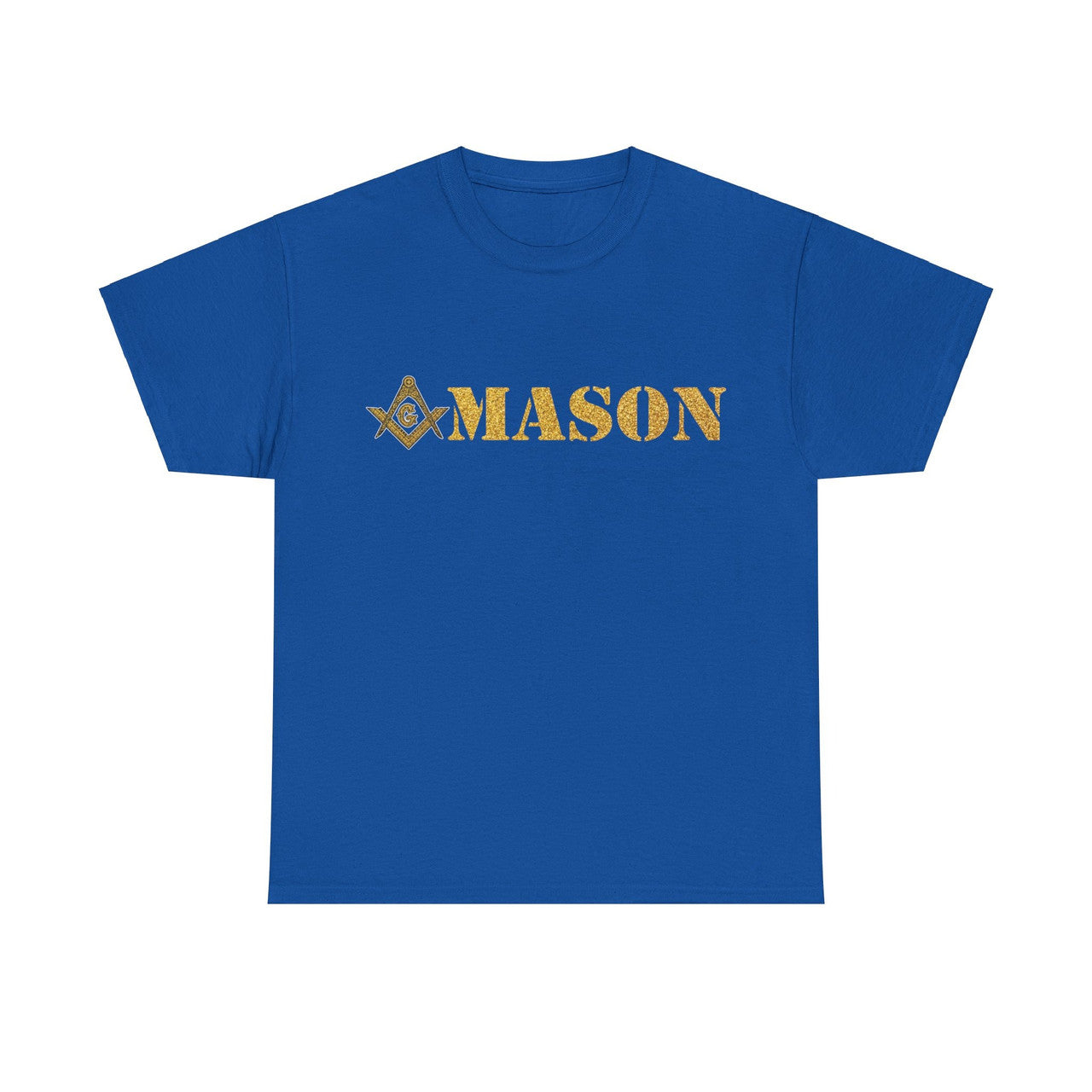 Golden Masonic Square and Compass, Freemasonary Unisex T-Shirt S-5XL - FUKAMASONIC