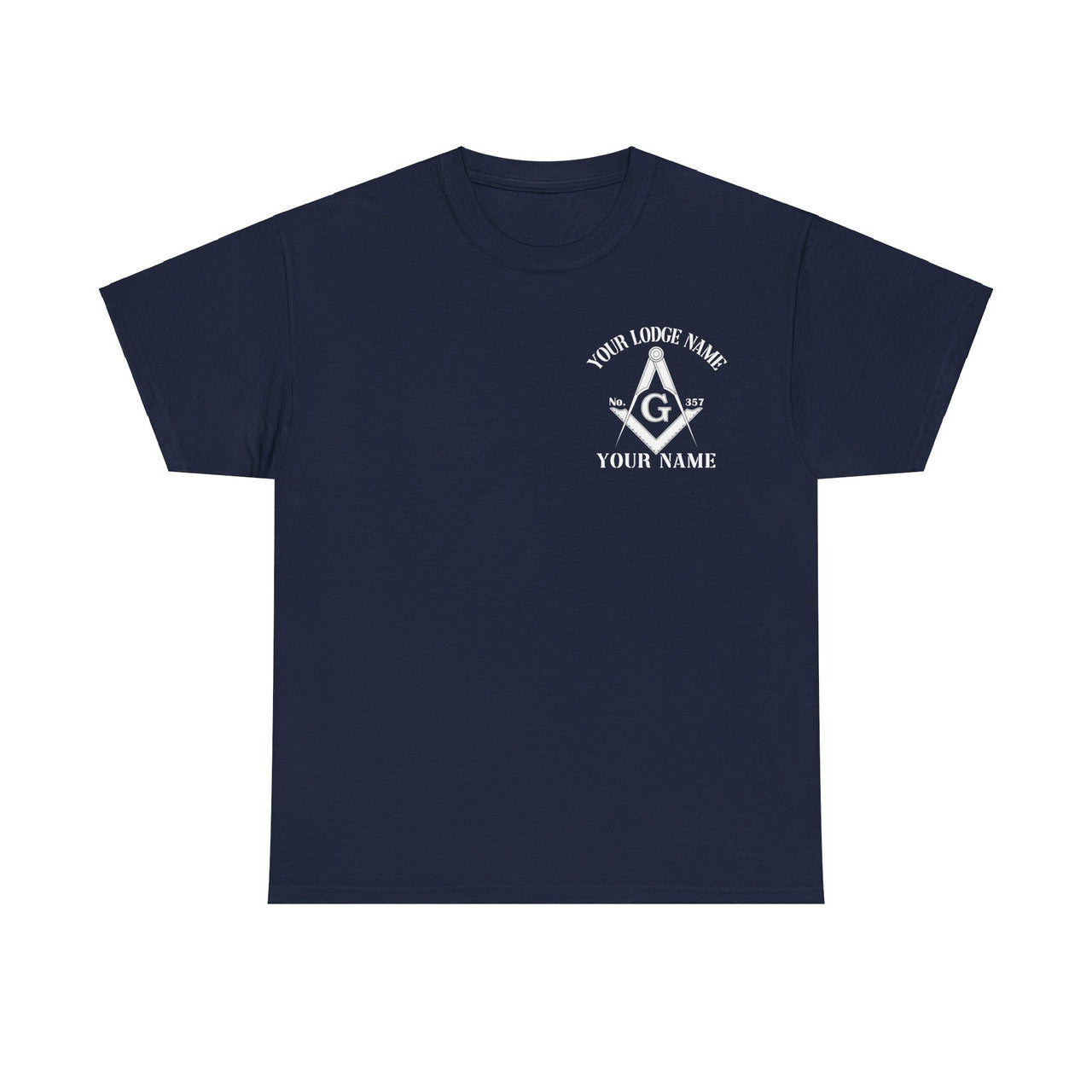 Customize Name Number Lodge Masonic Freemasonary White Logo Unisex T-shirt S-5XL - FUKAMASONIC