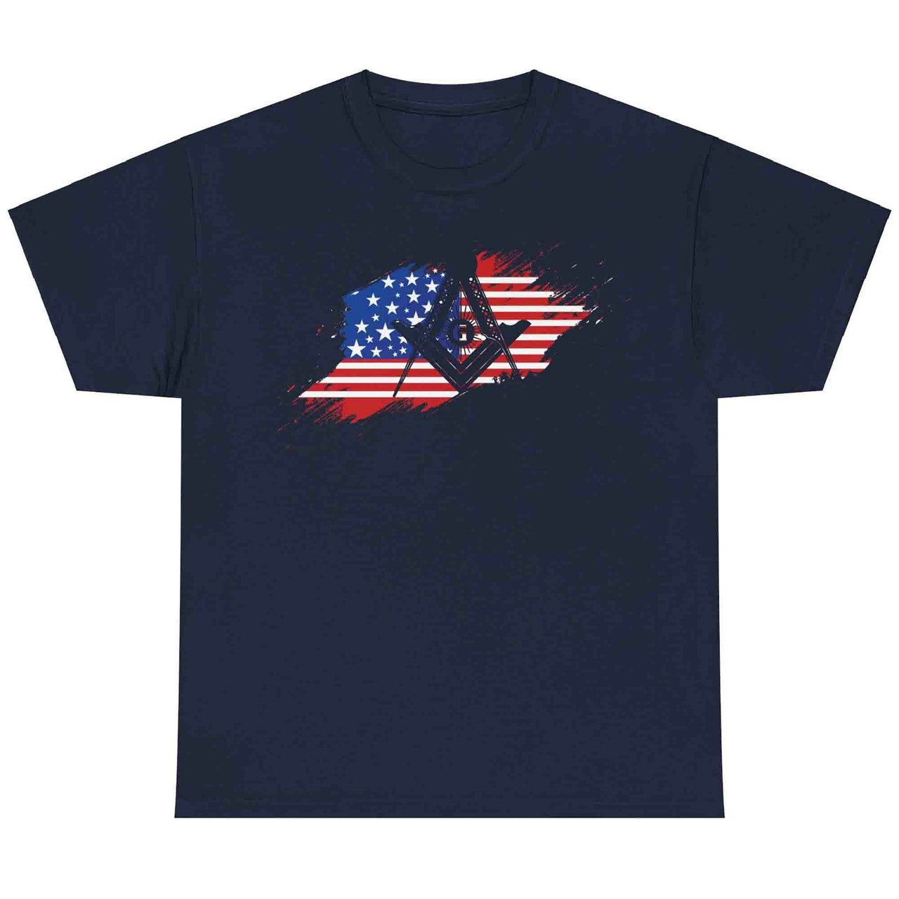 Vintage US Mason Flag Square and Compass Masonic T-Shirt - FUKAMASONIC
