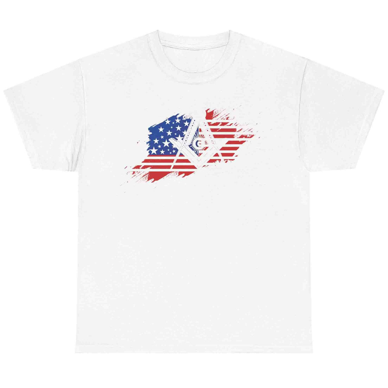 Vintage US Mason Flag Square and Compass Masonic T-Shirt - FUKAMASONIC