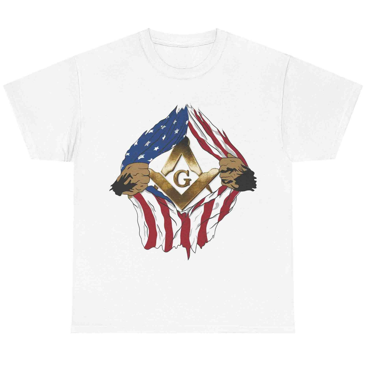 Vintage US Flag Real Mason Square & Compass Masonic T-Shirt - FUKAMASONIC