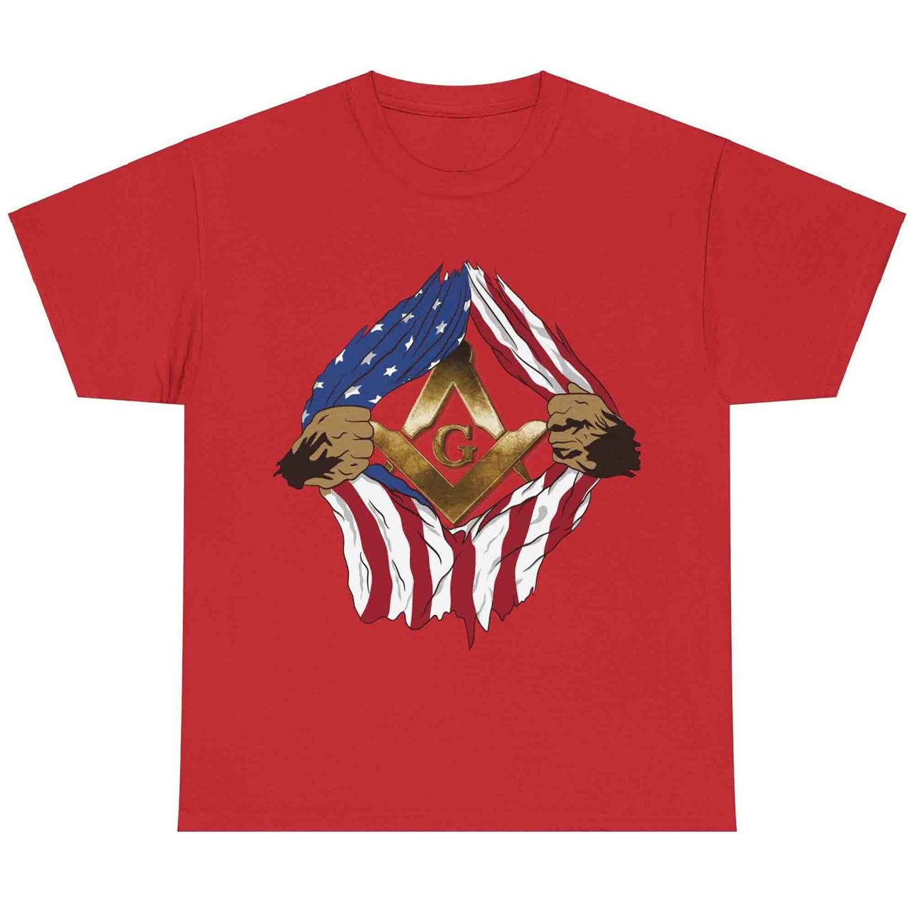 Vintage US Flag Real Mason Square & Compass Masonic T-Shirt - FUKAMASONIC