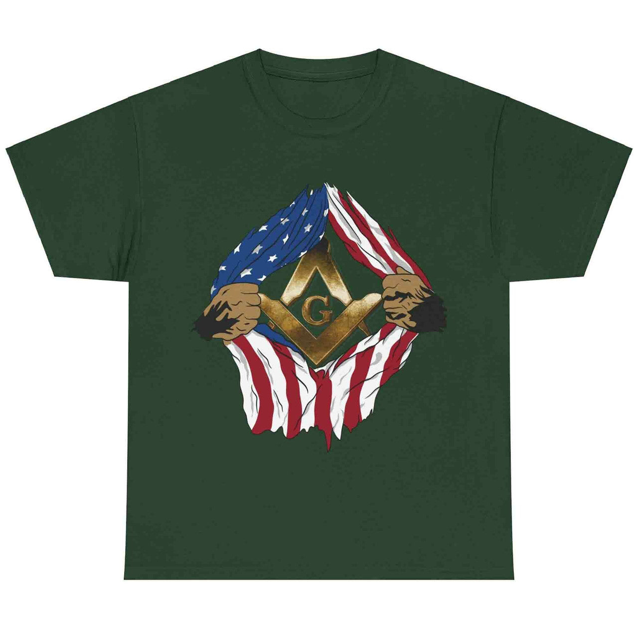 Vintage US Flag Real Mason Square & Compass Masonic T-Shirt - FUKAMASONIC