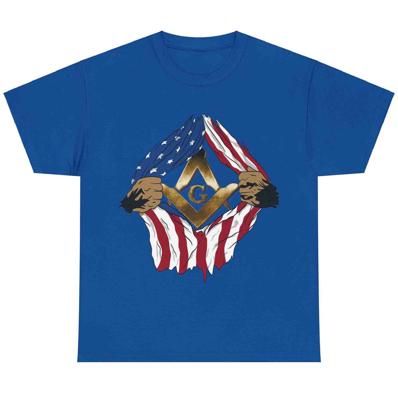Vintage US Flag Real Mason Square & Compass Masonic T-Shirt - FUKAMASONIC