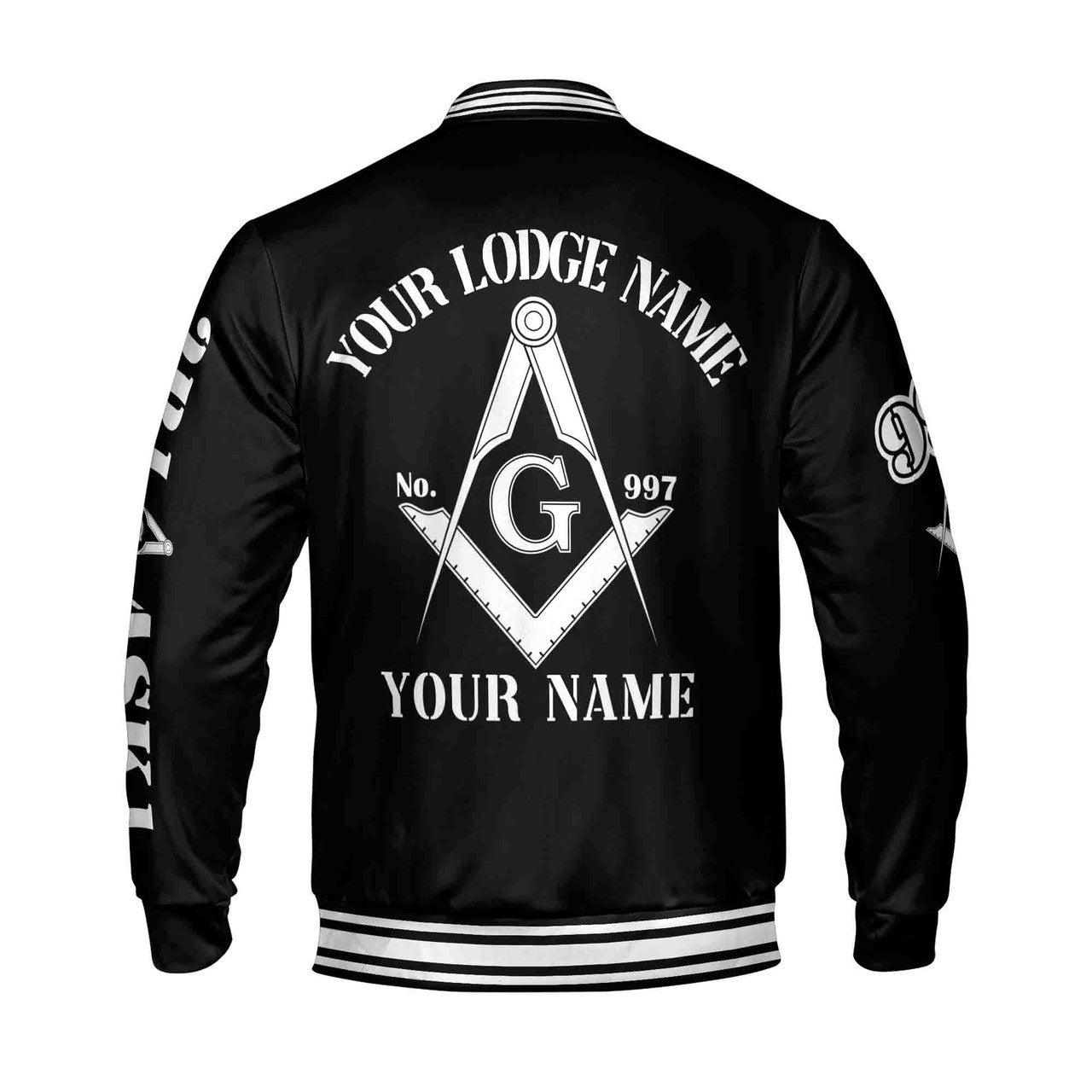 Custom Black And White Freemason Masonic Symbol, Camouflage Freemasonary 3D Baseball Jacket S-5XL - FUKAMASONIC