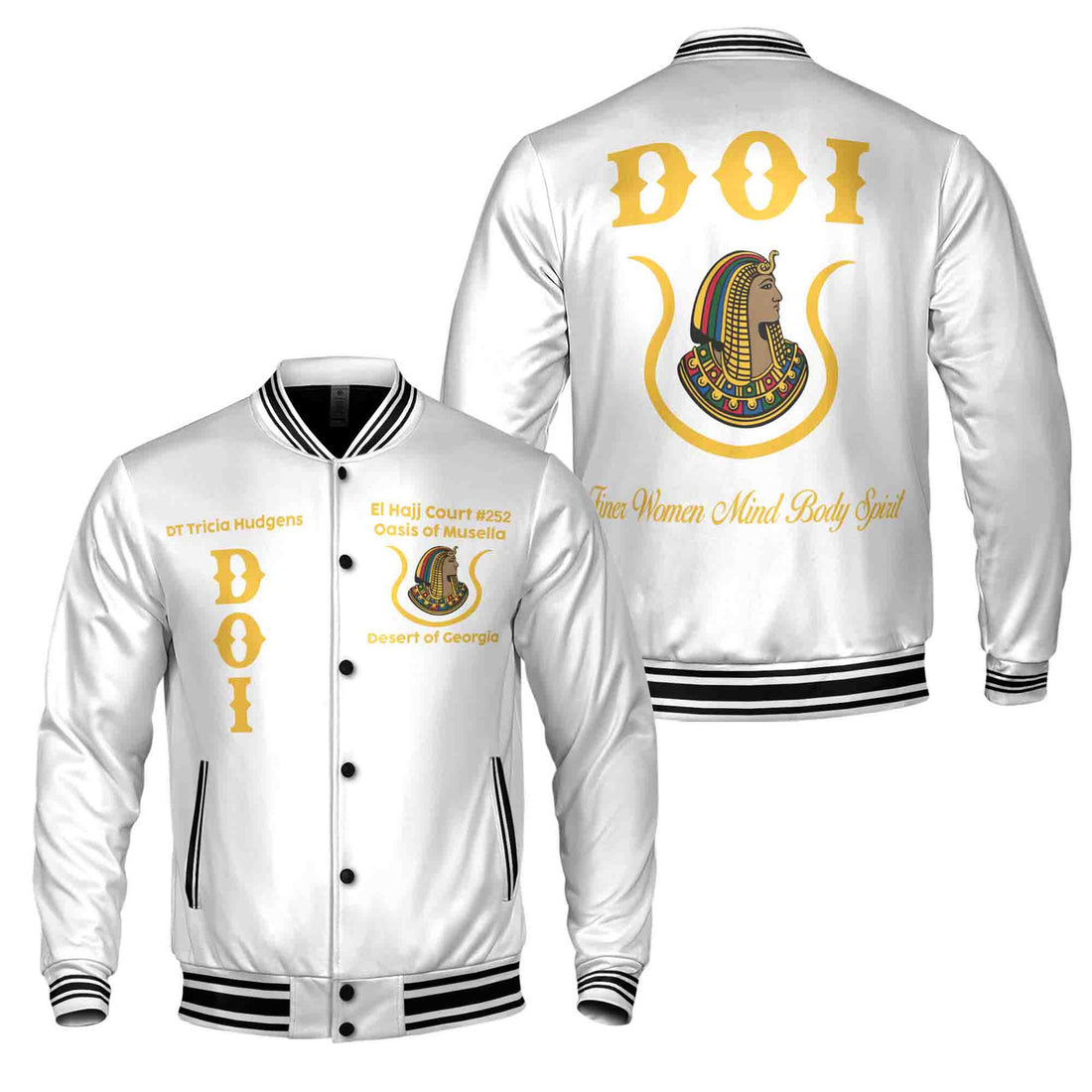 Custom Name Daughters of Isis Ancient Egyptian Order Nobles Mystic Shriner PHA Baseball Jacket S-5XL - FUKAMASONIC