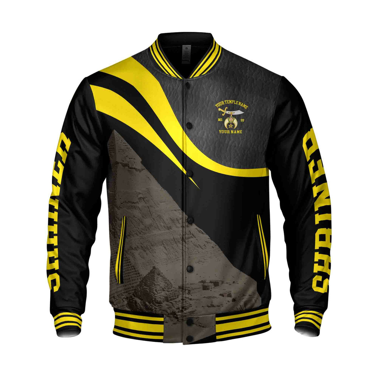 Personalized Noble Shriner Ancient Pyramid Varsity Jacker S-5XL - FUKAMASONIC