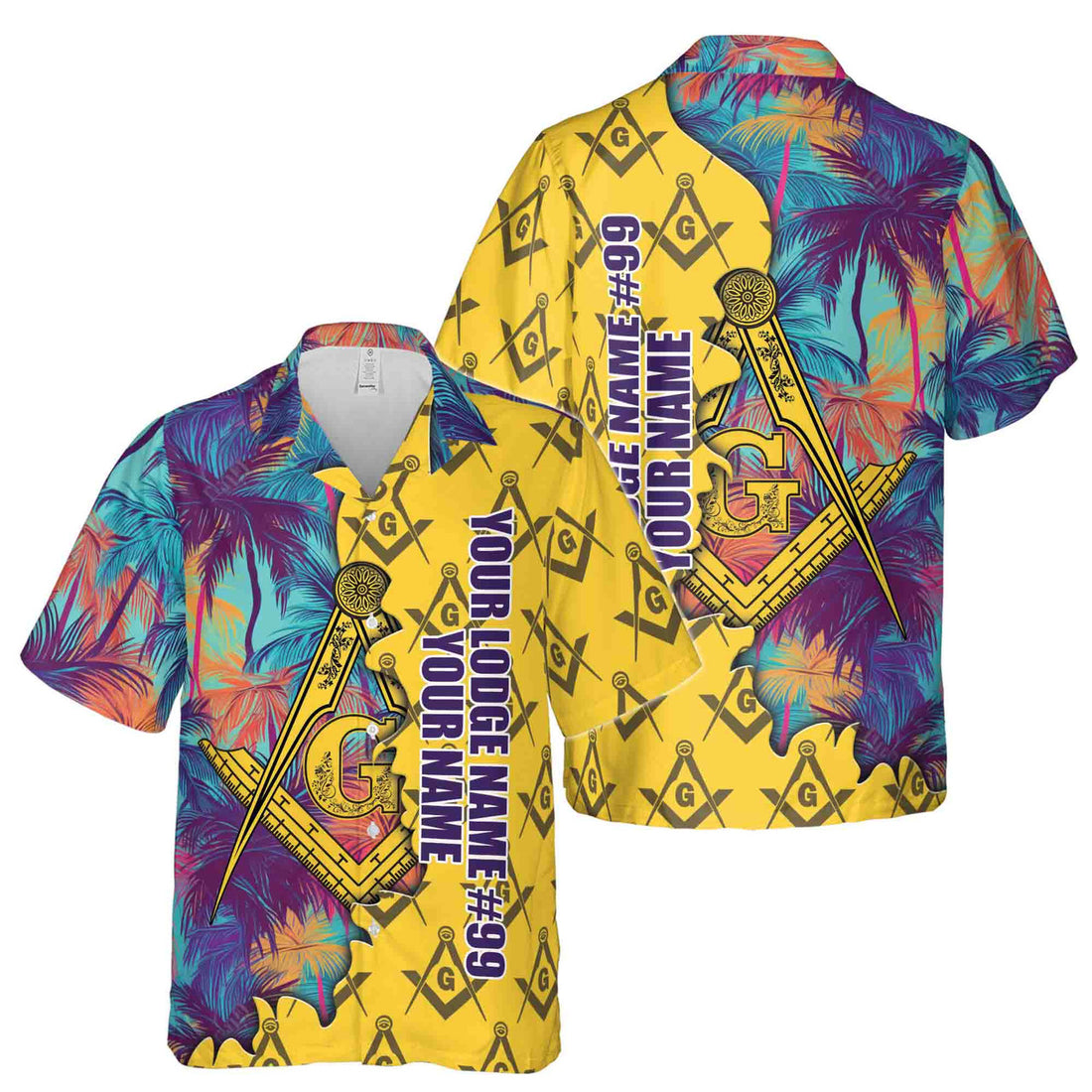 Custom Masonic Freemasonry Hawai Tropical Pattern Hawaiian Shirt S-5XL - FUKAMASONIC