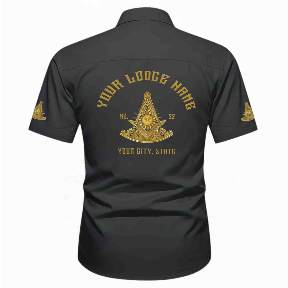 Customized Name, Lodge and Number Past Master Mason Freemason Workwear Short Sleeve Shirt M-5XL