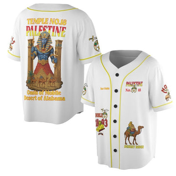 Custom Temple Name Nobles 1983 Mystic Shrine AEAONMS Pharaoh Warrior Freemasonry 3D Baseball Jersey Shirt Size S-5XL