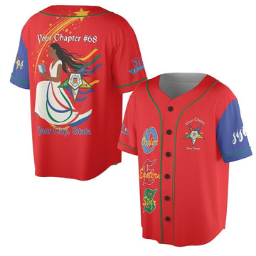 Custom Chapter Name OES Diva Sister Order Of The Eastern Color Block 3D Baseball Jersey Shirt Size S-5XL