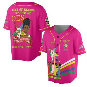 Custom Chapter Name OES Diva Sisters Order of the Eastern Sister Destined To Shine 3D Baseball Jersey Shirt Size S-5XL