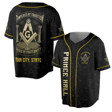 Customize Name Lodge Name Prince Hall PHA Tampered byTradition Freemasonry 3D Baseball Jersey Shirt Size S-5XL