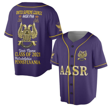 Custom Name, Number Scottish Rite Eagle Wings 33 Degree AASR PHA Freemasonry 3D Baseball Jersey Shirt Size S-5XL