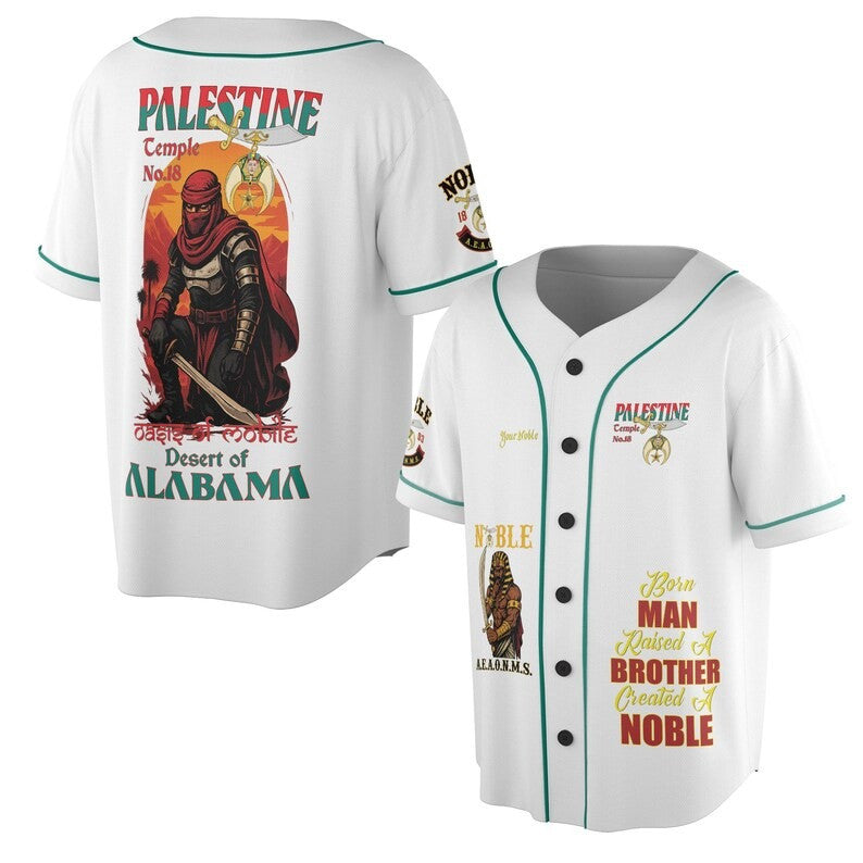 Custom Temple Name Nobles 1983 AEAONMS Warrior Sons Of The Desert Shriners Prince Hall 3D Baseball Jersey Shirt Size S-5XL