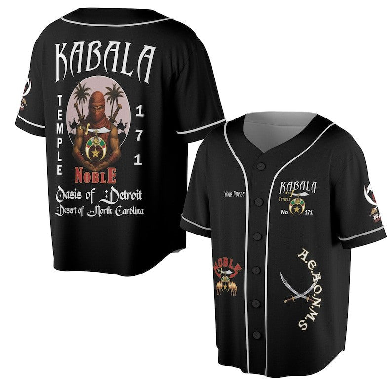 Custom Temple Name Nobles Mystic Shrine AEAONMS Desert Warrior Freemasonry 3D Baseball Jersey Shirt Size S-5XL