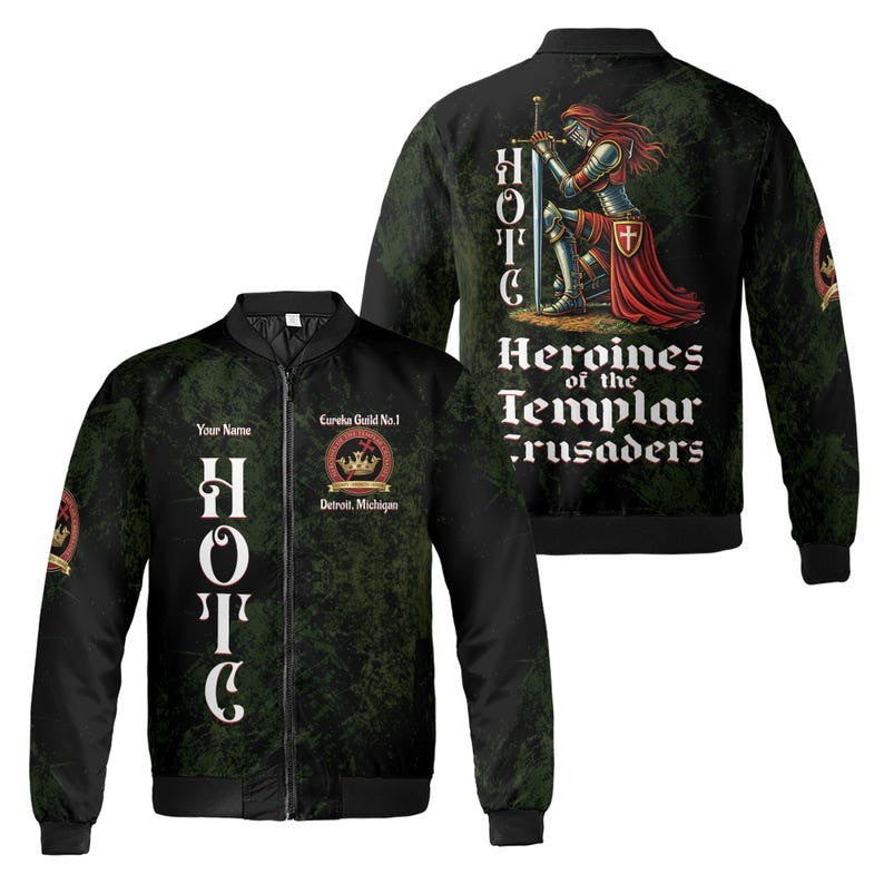 Personalized Guild Name HOTC Heroines of the Templar Crusades 3D Bomber Jacket Size S-5XL