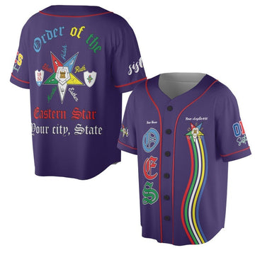 Custom Chapter Name OES Order Of The Eastern Star 1850 Electa Adah Ruth Esther Martha 3D Baseball Jersey Shirt Size S-5XL