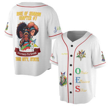 Custom Chapter Name OES Order of the Eastern Sister Destined To Shine 3D Baseball Jersey Shirt Size S-5XL