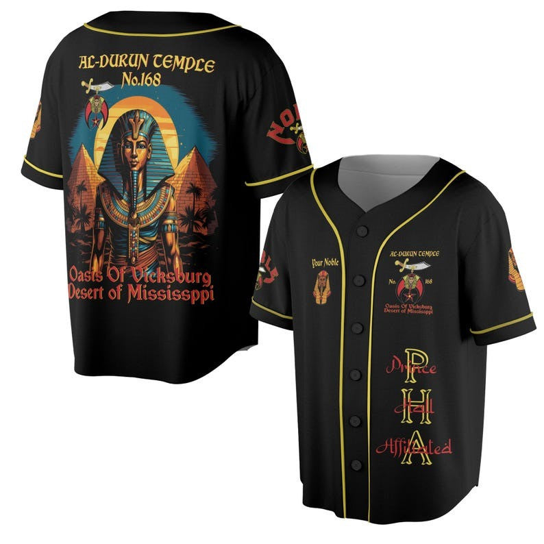 Custom Temple Name Nobles Mystic Shrine AEAONMS King Of The Desert Freemasonry 3D Baseball Jersey Shirt Size S-5XL