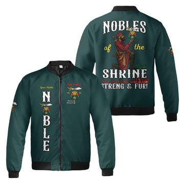 Custom Temple Name Nobles Mystic Shrine AEAONMS Known, Wise & Gallant Streng Fury 3D Bomber Jacket Size S-5XL