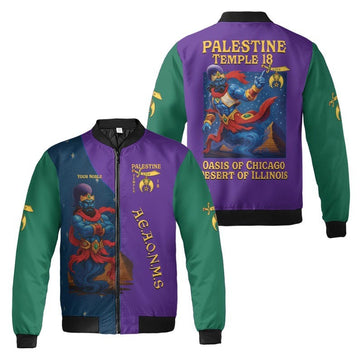 Custom Temple Name Nobles 1983 AEAONMS Starry Desert Night Mystic Shrine Freemasonry 3D Bomber Jacket Size S-5XL