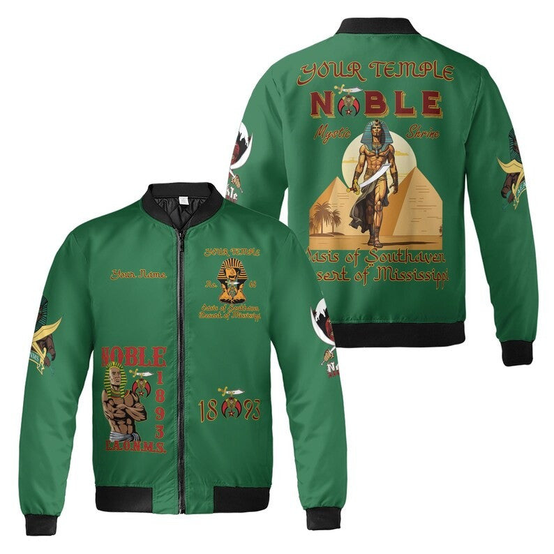 Custom Name Nobles 1893 Of The Mystic Shrine AEAONMS 3D Bomber Jacket Size S-5XL